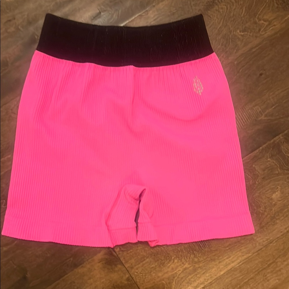 FP Vibrant Pink and Black Stretchy Bike Shorts